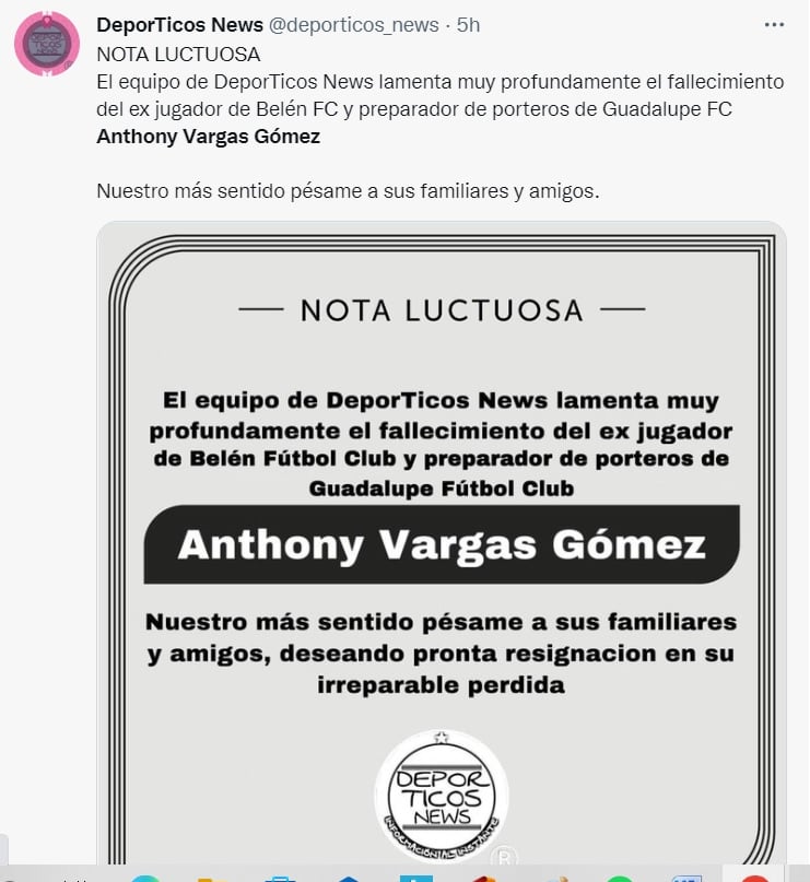 La Unafut se une a las condolencias
