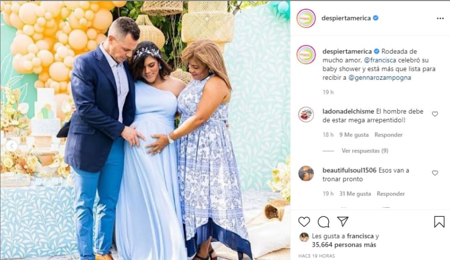 Francisca celebrates her baby shower and is told that her husband must be sorry Francesco Zampogna