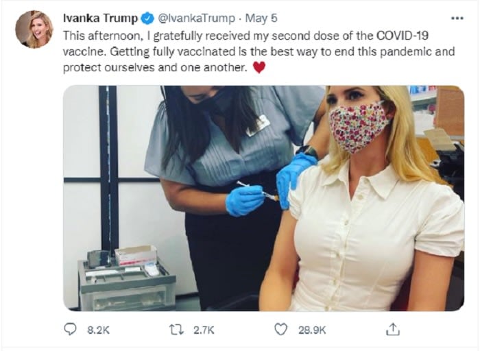 Ivanka Trump receives the second dose