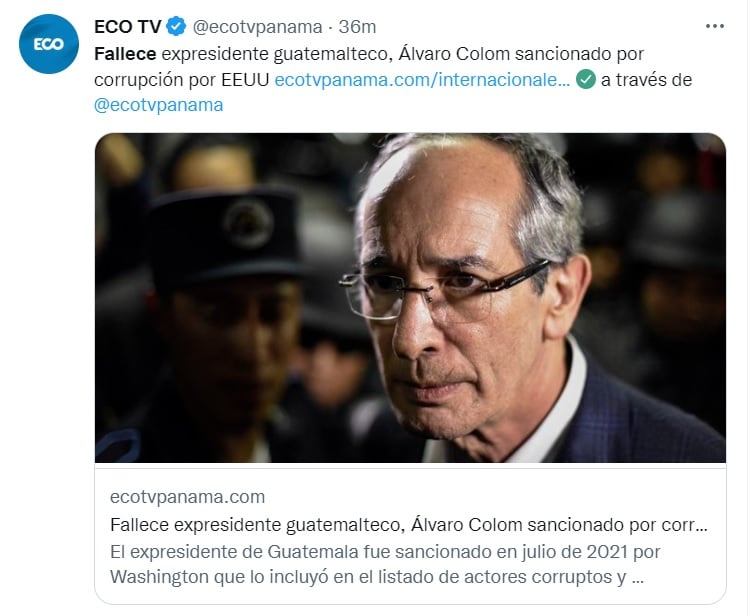 Washington incluyó a Álvaro Colom en el listado de 'actores corruptos y antidemocráticos'