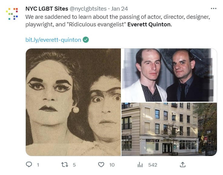 Lamentan la muerte de Everett Quinton