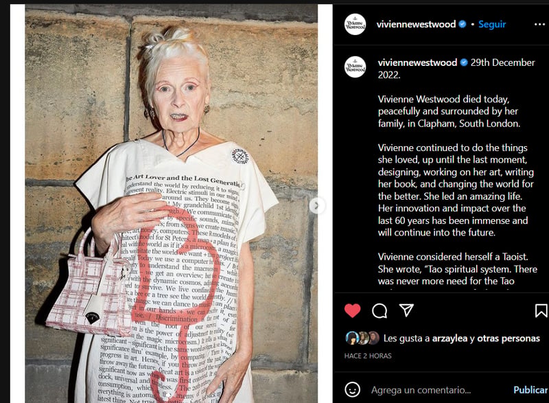 VIVIANNE WESTWOOD DIES