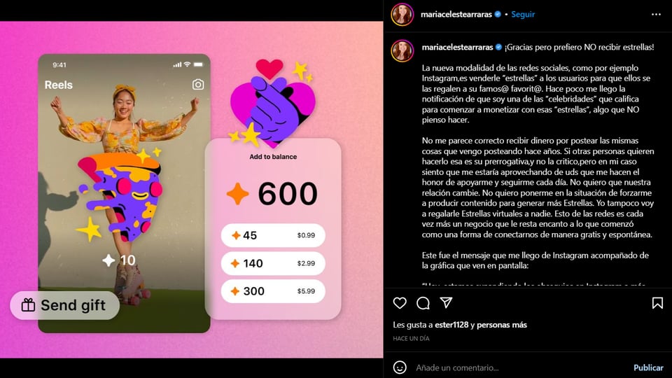 MARÍA CELESTE REJECTS CURRENCY OFFER
