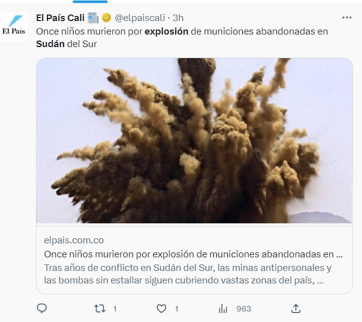 REGISTRAN EXPLOSIÓN EN SUDÁN DEL SUR