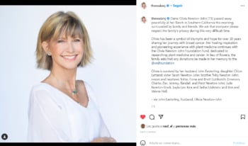 ¿DE QUÉ MURIÓ OLIVIA NEWTON-JOHN?