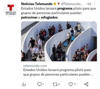 EEUU programa patrocinar refugiados