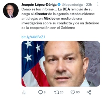 La DEA no ha ofrecido información públicamente sobre el cese de Palmeri