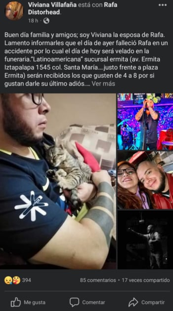 La esposa del fallecido cantante revela detalles del funeral de Rafa