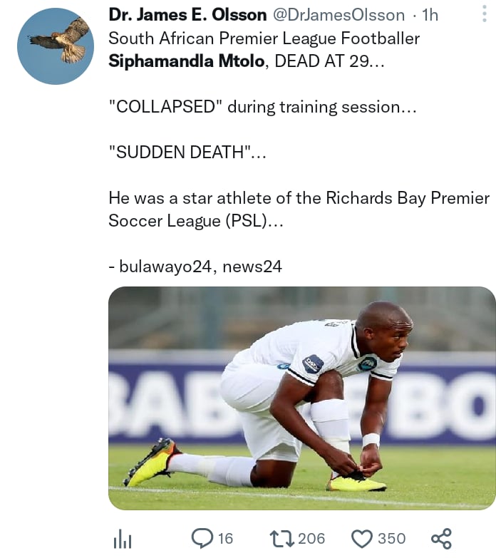 The player was barely 29 years old and was a soccer promise