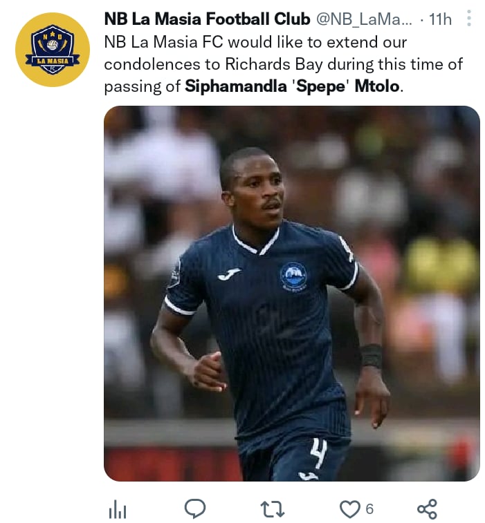 Soccer player Siphamandla Mtolo dies