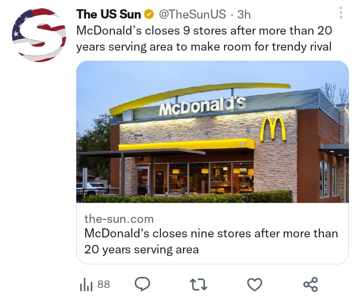 McDonald's closes 9 stores