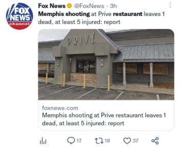 Tiroteo en restaurante Memphis
