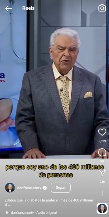 "¿Sabía que la diabetes la padecen más de 400 millones de personas en el mundo? Incluida mi persona!"