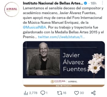 Muere compositor Javier Álvarez