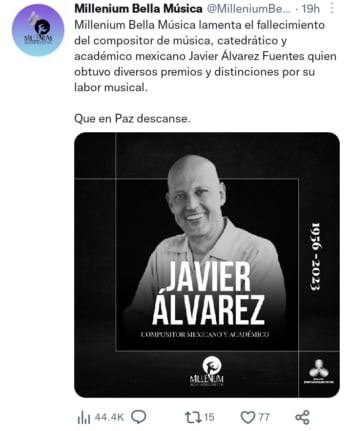 Muere compositor Javier Álvarez