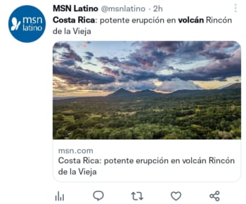 Volcán hace erupción en Costa Rica