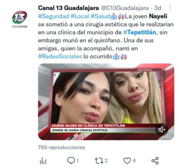 Mexicana muere tras liposucción
