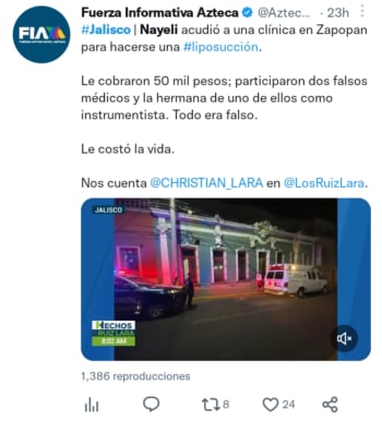 Mexicana muere tras liposucción