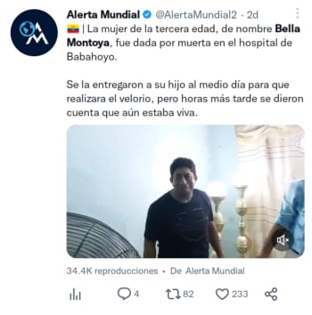 Mujer revive durante velorio