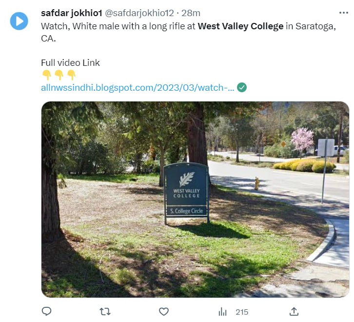 West Valley College alerta: ¿Qué se conoce del sospechoso?
