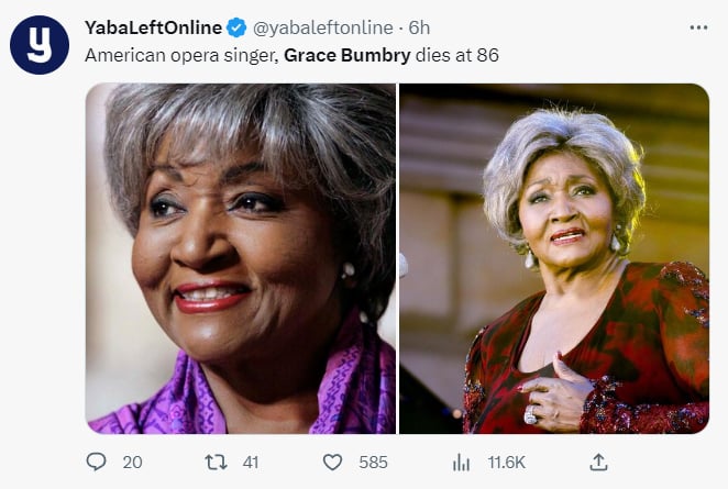 DAN EL ADIÓS A GRACE BUMBRY