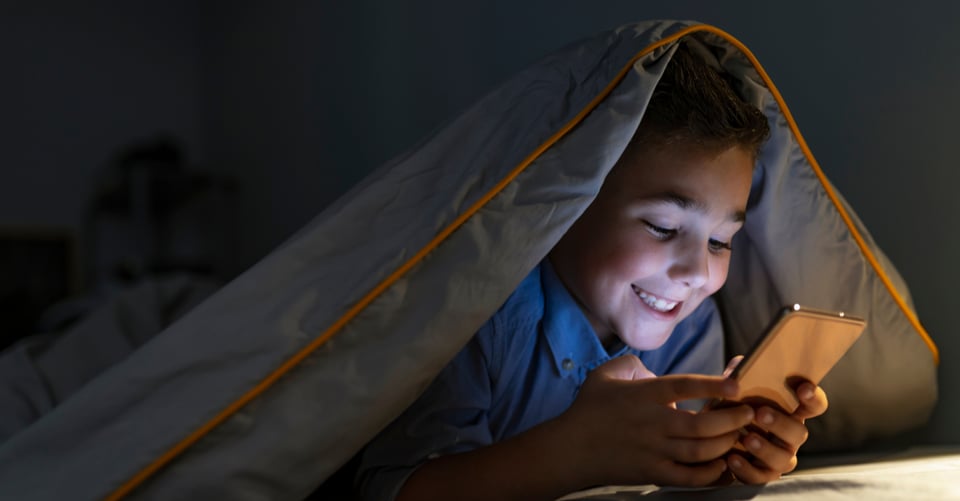 screen time, boy, phone, night, hiding