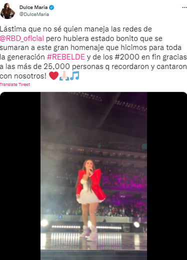 Dulce en contra de su ex compañera