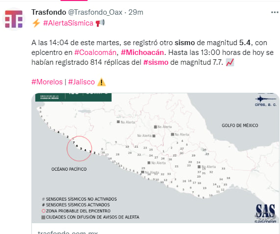 Nuevo sismo se registra en Michoacán 