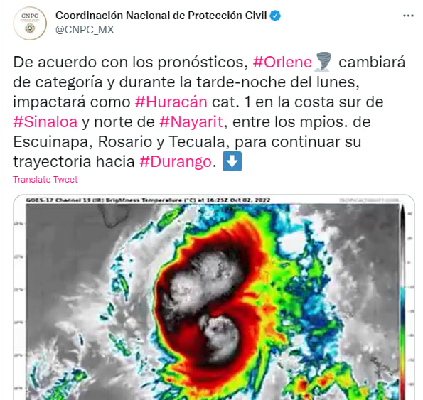 Activate alert Mexico Orlene: "It gets weak"