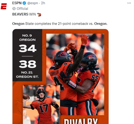 Oregon State corrió para 268 yardas y cinco touchdowns, superando su falta de juego aéreo.