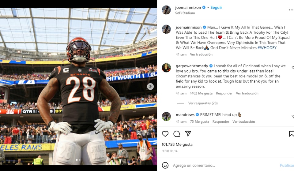 Joe Mixon Cincinnati Bengals: ¿Quiénes llegarán al Super Bowl?
