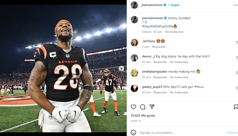 Joe Mixon Cincinnati Bengals: Lo quieren de regreso