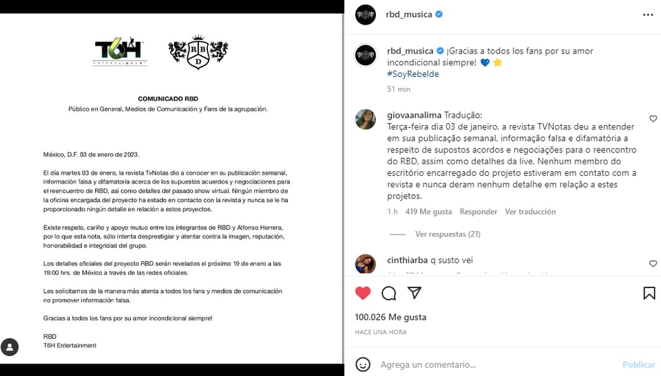 RBD desmiente noticias reencuentro: Todo es falso