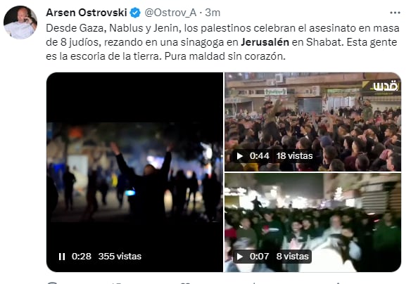 Cinco muertos en Jerusalén: Festejan el ataque