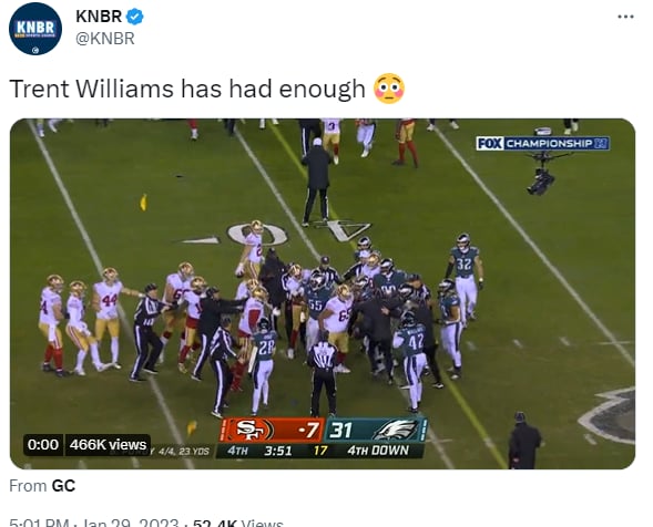 49ers vs Eagles pelea: Quisieron controlarlo 