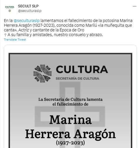 Marina Herrera Aragón dies: Announce her death