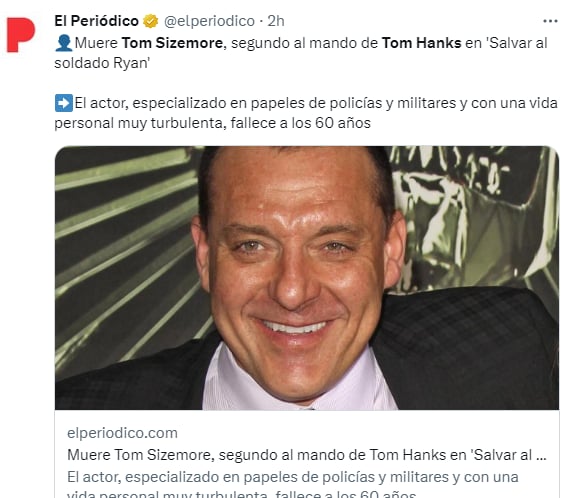 Muere Tom Sizermore: Anuncian su muerte