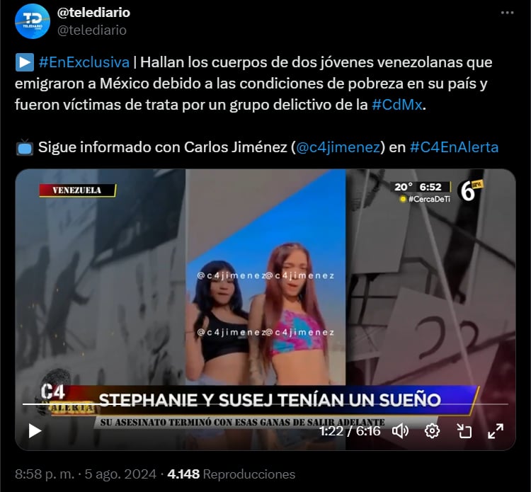 Jóvenes venezolanas calcinadas,Stephani Susej asesinato,Venezuela, víctimas, México