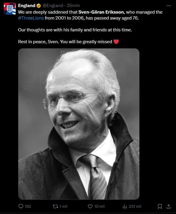 Sven-Göran Eriksson,Mexico,coach,passes away,MundoNow