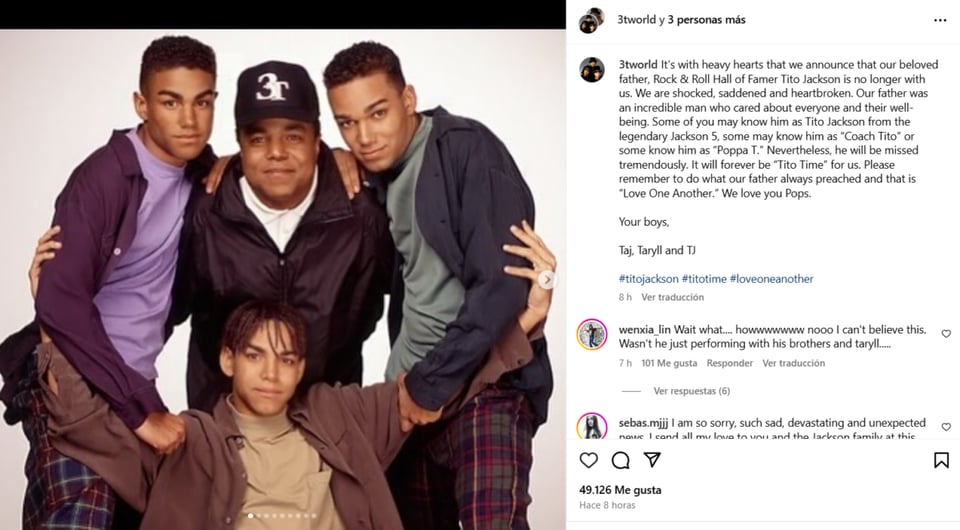 Tito Jackson,Jackson 5,Familia Jackson,MundoNow