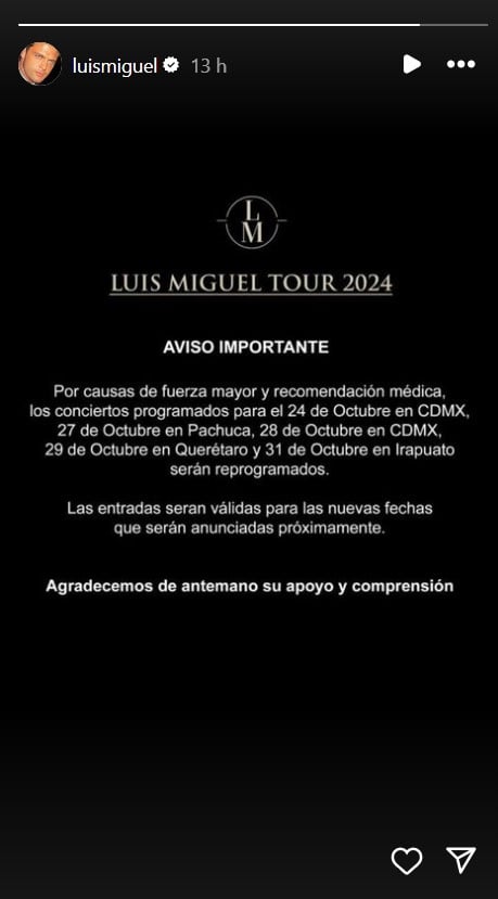 Luis, Miguel, cancela, conciertos, salud