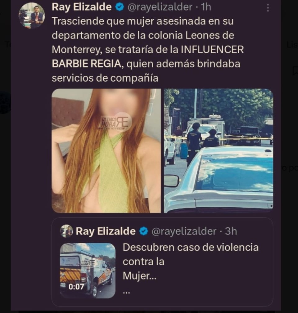 La Barbie Regia asesino, redes sociales, X, audio, MundoNOW