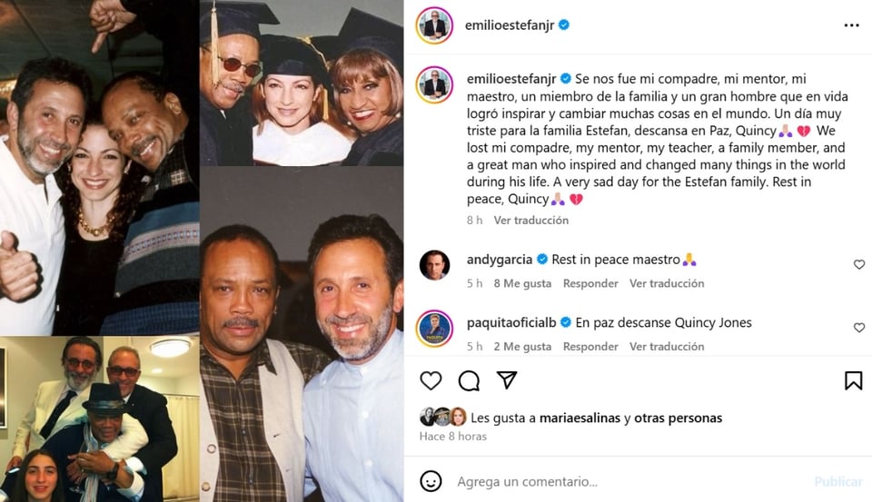 Emilio Estefan Quincy Jones, social networks, Instagram, publication, MundoNOW