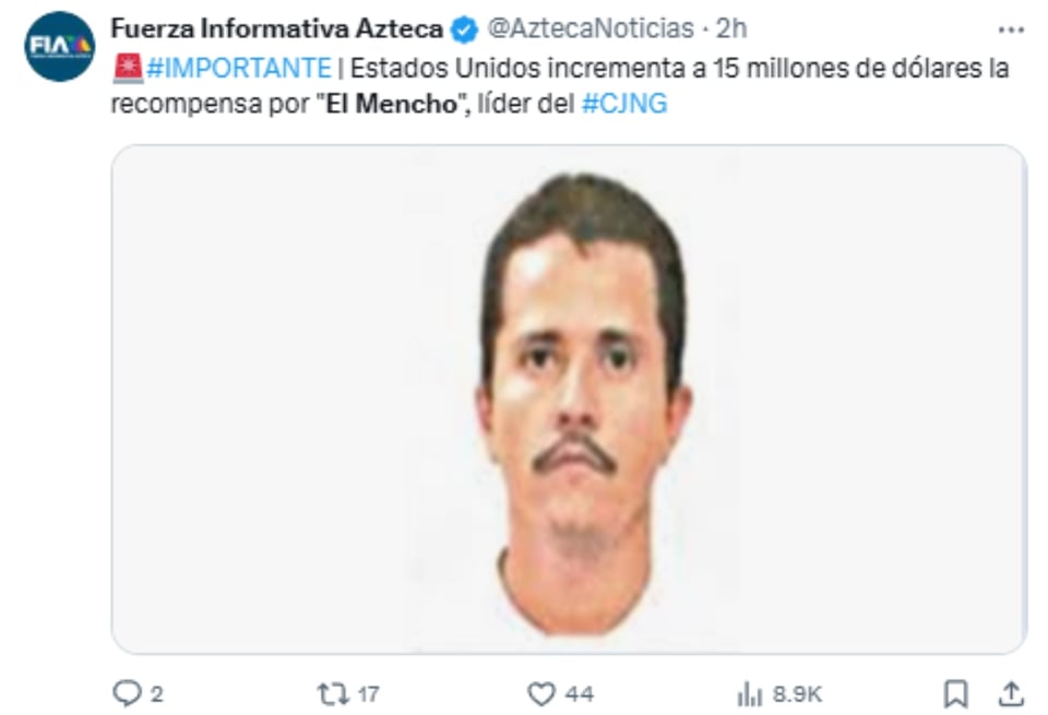 EEUU aumenta recompensa El Mencho, Lo último, Narcotráfico, Cárcel, Detención, MundoNOW