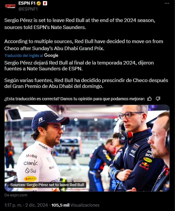 Sergio Pérez deja Red Bull, futuro incierto, mexicano,F1,MundoNow