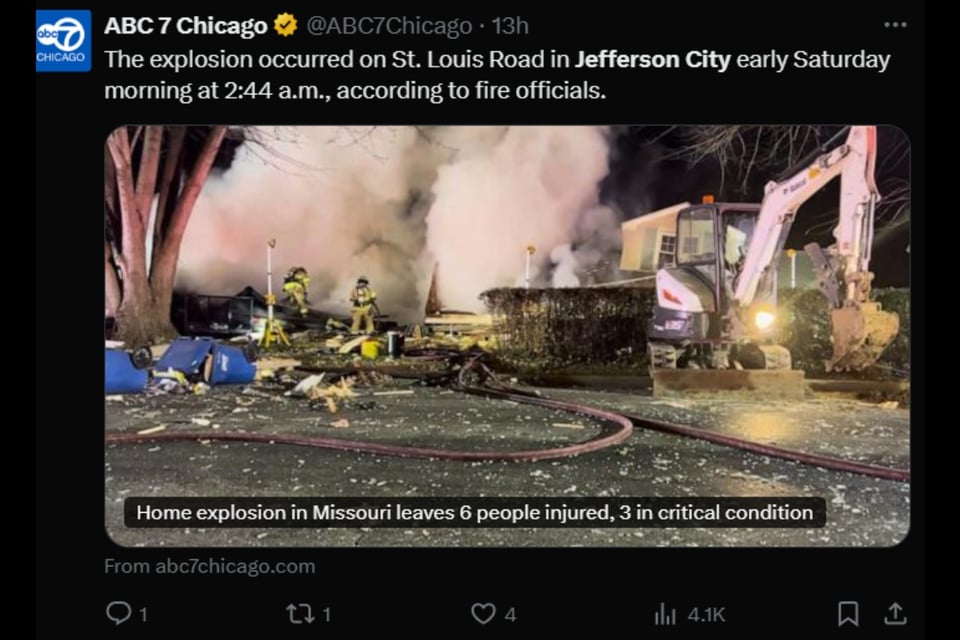 explosión, Jefferson City, Missouri, heridos, estado crítico, colapso, bomberos, mascotas, investigación, emergencia, MundoNOW
