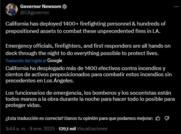 Incendios en Los Ángeles, evacuaciones,emergencia estatal,California