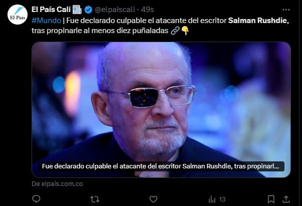 Hadi Matar declarado culpable por atacar a Rushdie