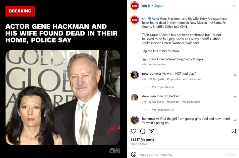 Gene Hackman, fallece,esposa,95 anos