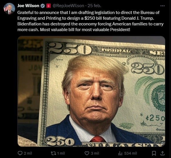 Congresista propone billete de Trump,enfrenta obstáculos, legales